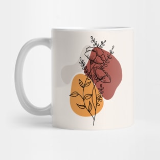 Boho minimal abstract line draw wild flowers Mug